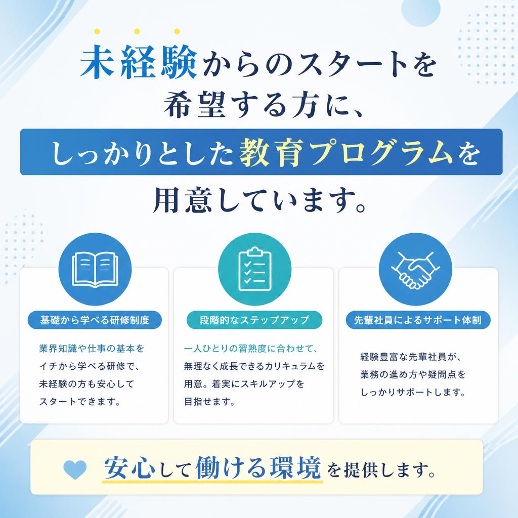未経験者でも安心・充実のサポート体制